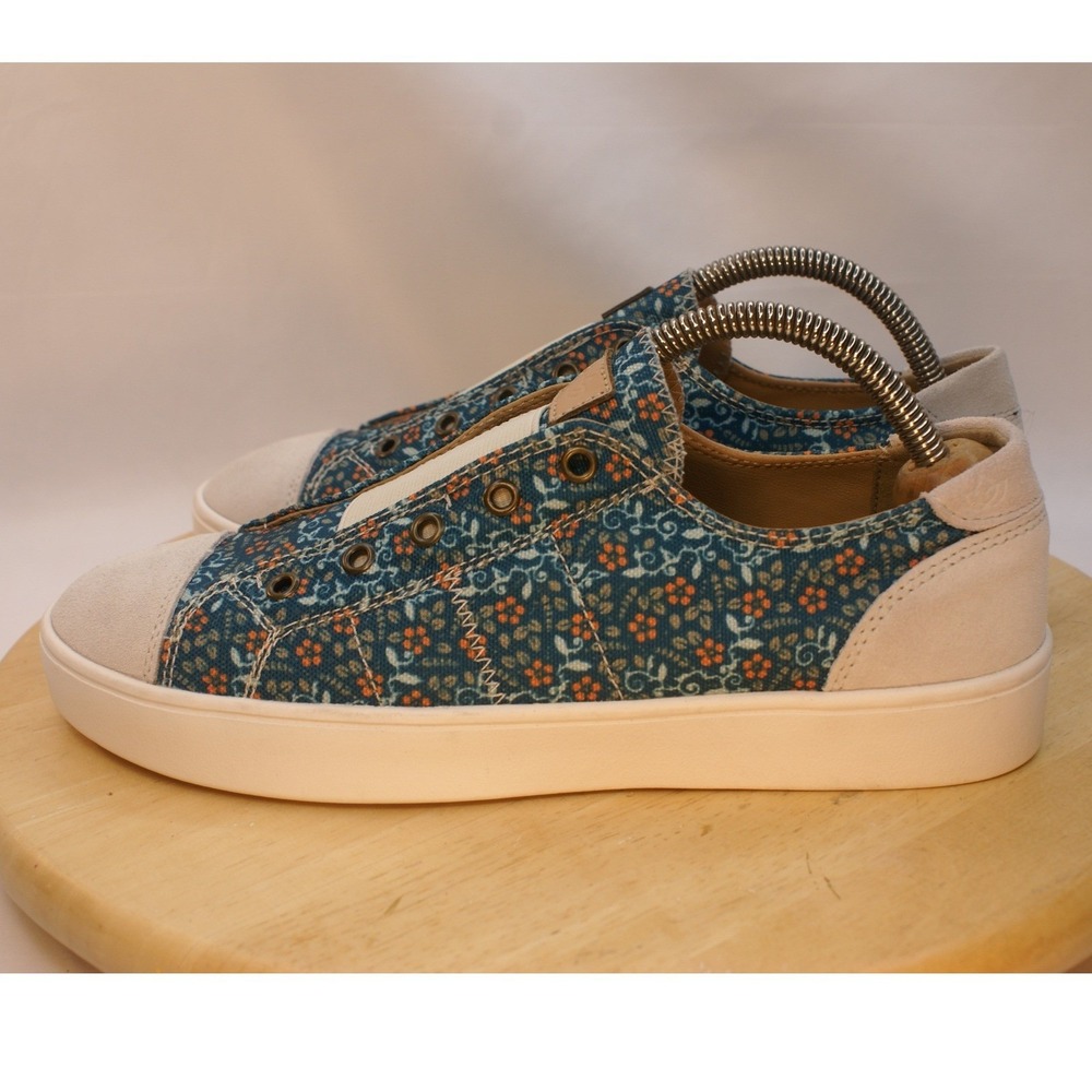 Spenco Womens Floral Slip On Sneakers Blue Orange Laceless Low Top Shoes Size 8B - Picture 5 of 11